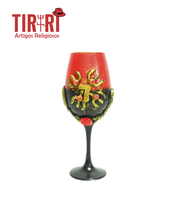 TAÇA LUXO VERM/PRET C/7 E GARFOS 22X7CM
