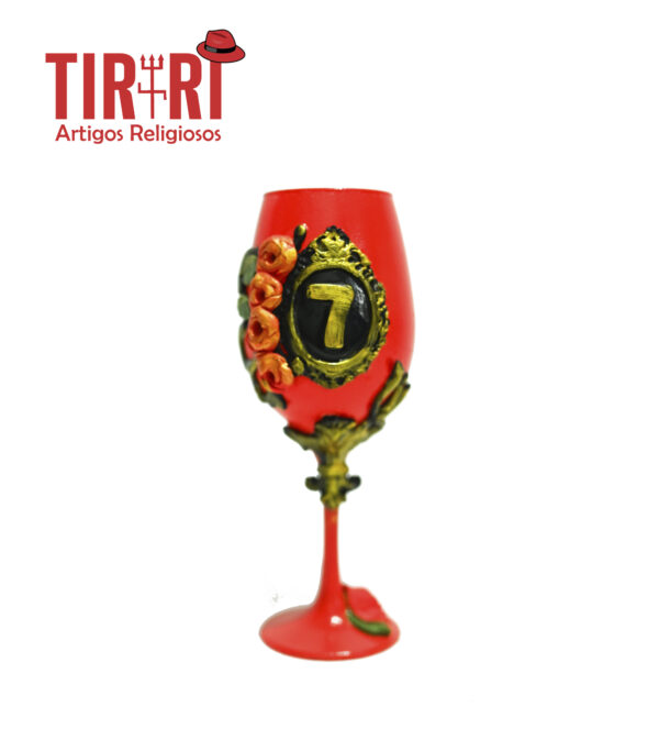 TAÇA LUXO VERMELHA C/7 E ROSAS 22X7CM