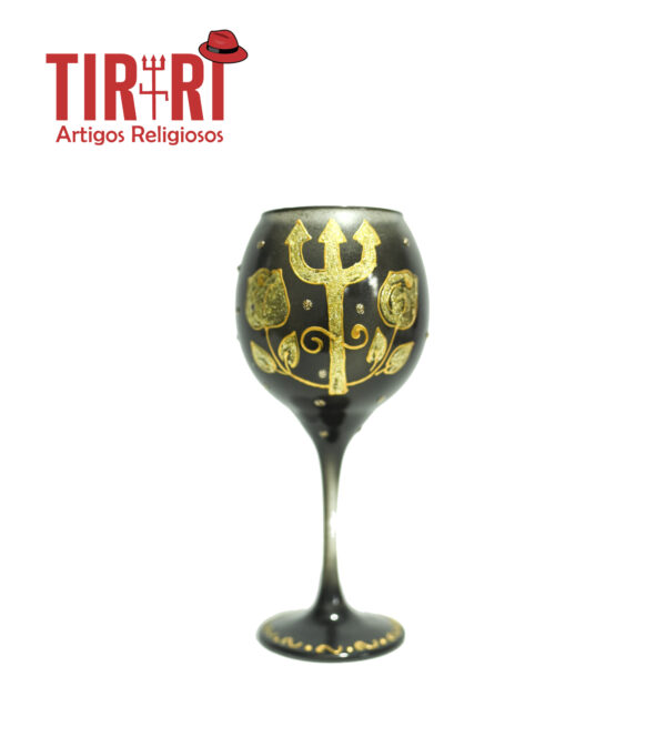 TAÇA PRETA C/DETALHES EM DOURADO 20x7