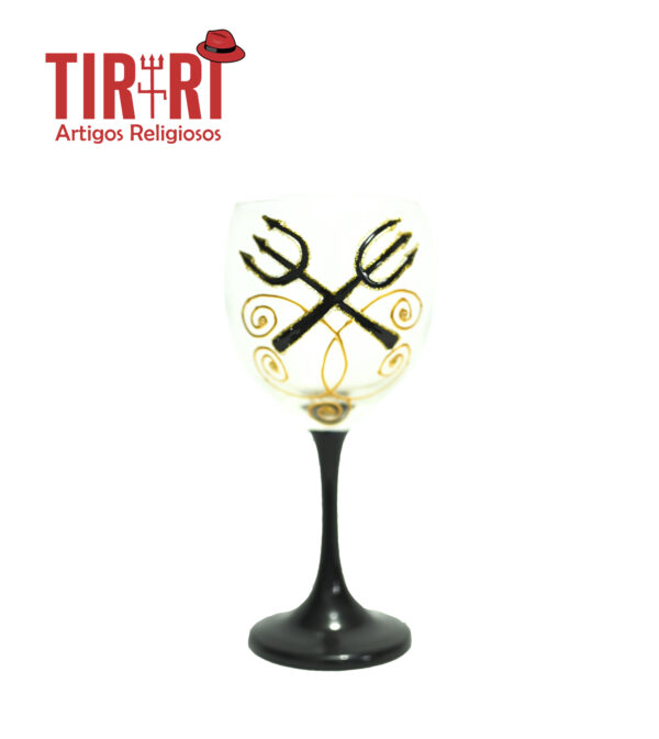 TAÇA C/2 TRIDENTES E BASE PRETA 20X8CM